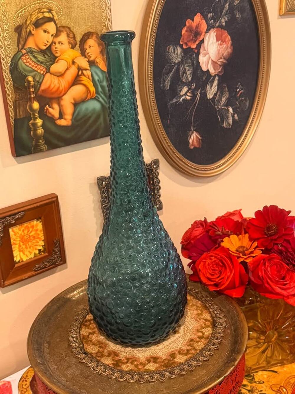Vintage MCM Empoli Italian Hobnail Genie Bottle Decanter